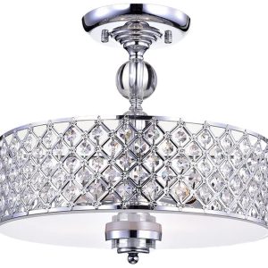 Dyesta Silver Chrome Crosshatch Round Lamp