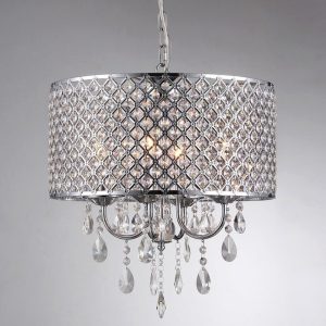 17" Round Chrome Finish Crystal Chandelier with 4 Lights