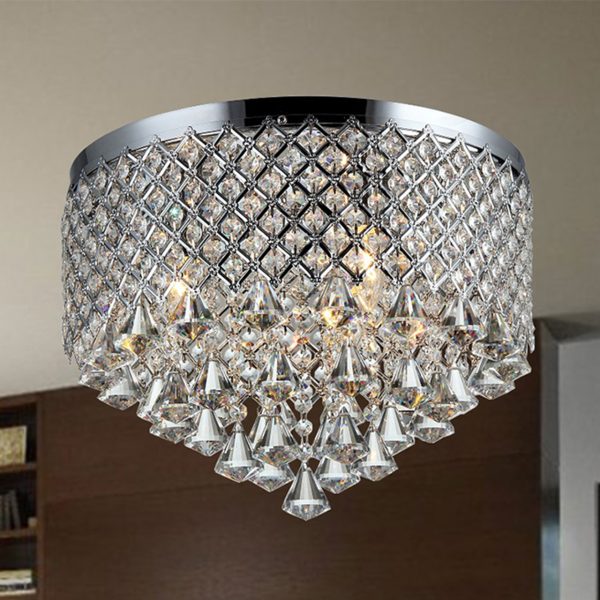 Trey 3-light Chrome 16-inch Crystal Flush Mount - Image 2