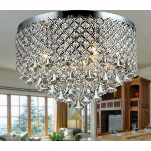 Trey 3-light Chrome 16-inch Crystal Flush Mount - Image 3