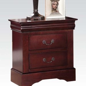 Classic Cherry Finish 2 Drawer Wooden Nightstand