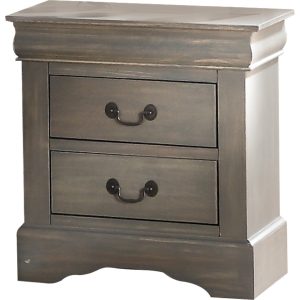 15.67" Rectangular Two Drawers Nightstand With Solid Wood Top