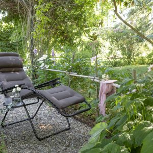 Zero Gravity Recliner - Black Frame - Taupe Fabric