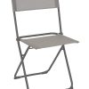 Set of 2 Stone Taupe Outdoor Folding Dining Chairs
