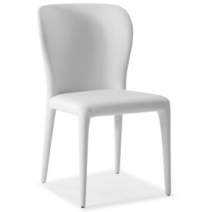 Set of 2 White Faux Leather Dining Chairs