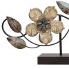 Stamped Wood and Metal Flower Table Top - Image 5