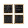 Set of 4 Distressed Medallion Metal and Wood Framed Wall Art - Image 3