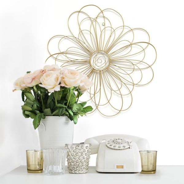 Shimmering Gold Metal Flower Wall Decor - Image 2