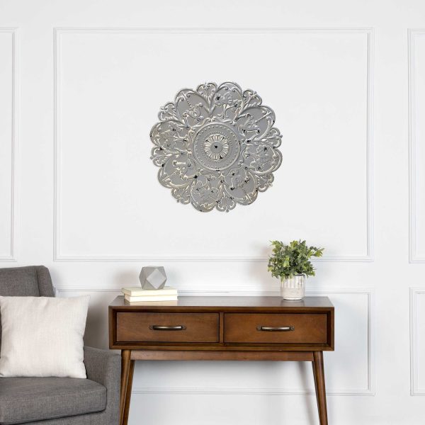 Distressed Floral Metal Medallion Wall Decor - Image 3