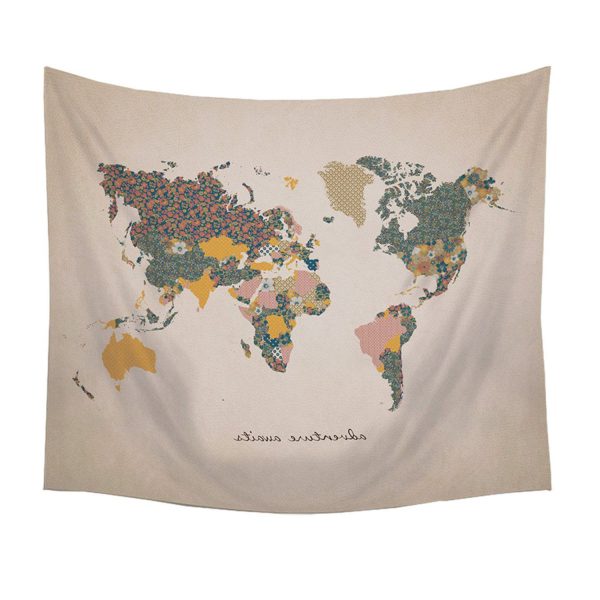 Adventure Awaits World Map Wall Hanging Tapestry - Image 3