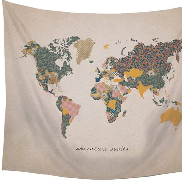 Adventure Awaits World Map Wall Hanging Tapestry - Image 4