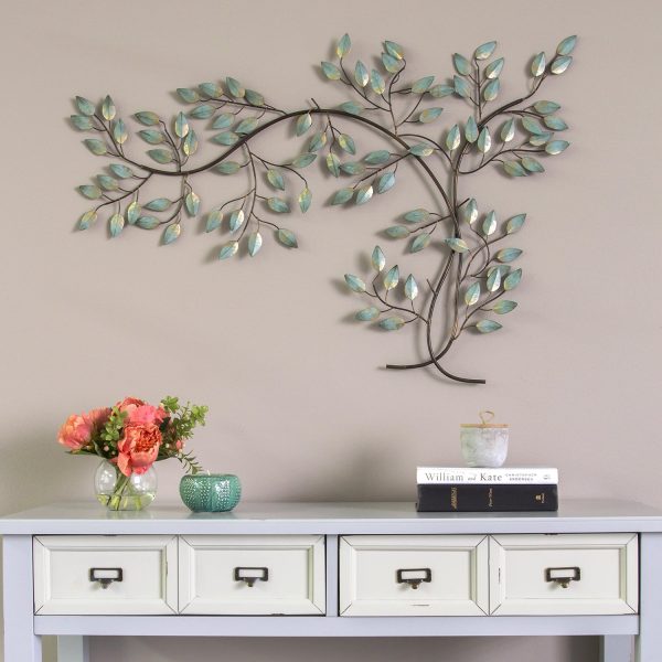 Patina Tree Branch Metal Wall Decor - Image 2