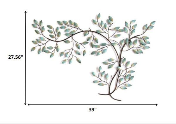 Patina Tree Branch Metal Wall Decor - Image 4