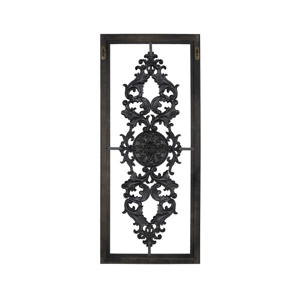 Distressed Scroll Panel Metal White Wood Framed Wall Art - Image 3