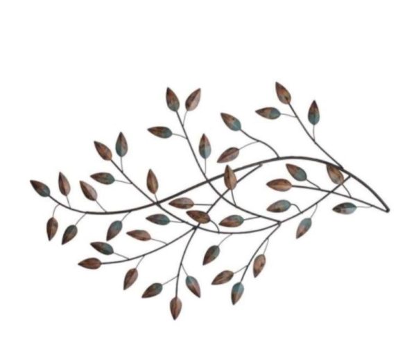 Gold and Teal Blowing Leaves Metal Wall Decor - Image 2