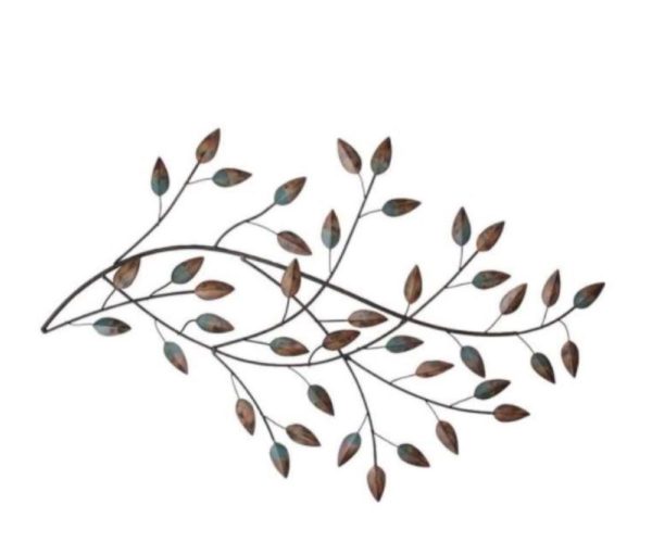 Gold and Teal Blowing Leaves Metal Wall Decor - Image 4