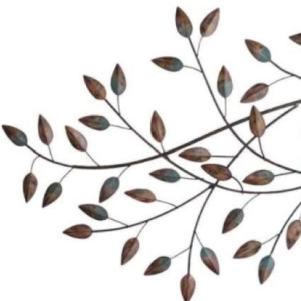 Gold and Teal Blowing Leaves Metal Wall Decor - Image 5