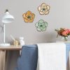 Set of 3 Multi-Color Chic Metal Flowers Wall Art Decor - Image 2