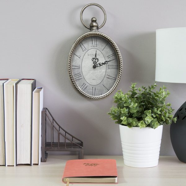 11.75 Oval Vintage Wall Clock with Metal Shape - Image 2