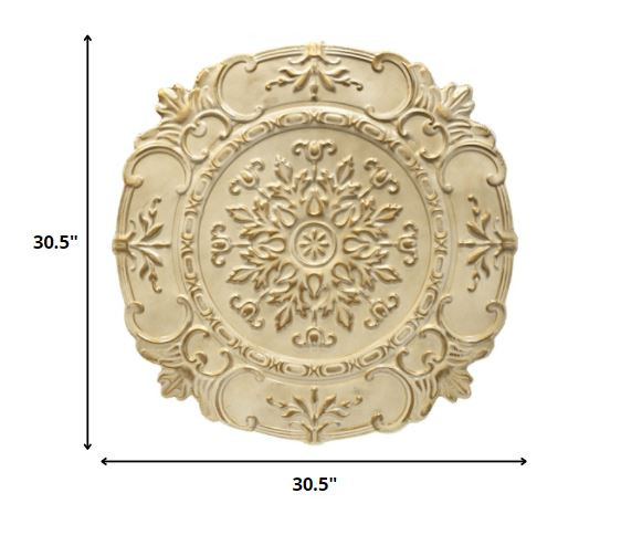 Distressed White European Medallion Metal Wall Decor - Image 4