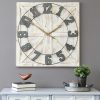 Square Distressed Wood and Metal Wall Clock with Vintage Touch - Image 2