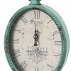 11.5 Teal Oval Vintage Look Metal Wall Clock - Image 2