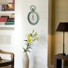 11.5 Teal Oval Vintage Look Metal Wall Clock - Image 3