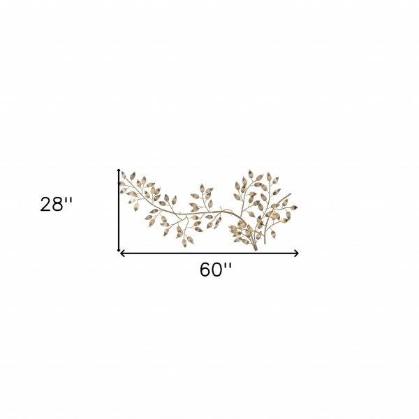 Brushed Gold Flowing Leaves Metal Wall Decor - Image 5