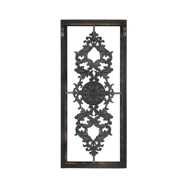 Distressed White and Turquoise Framed Scroll Metal Panel - Image 3