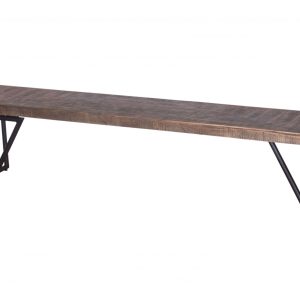 72" Modern Dark Acacia and Black Iron Bench