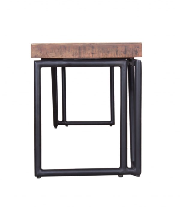 72" Modern Dark Acacia and Black Iron Bench - Image 4