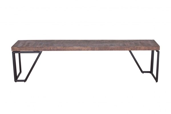 72" Modern Dark Acacia and Black Iron Bench - Image 5