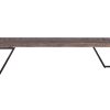 60" Modern Dark Acacia and Black Iron Bench