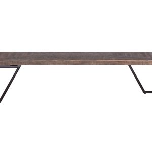 60" Modern Dark Acacia and Black Iron Bench