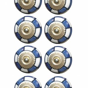 Charming Blue And Gold Set of 8 Knobs