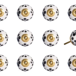 1.5" x 1.5" x 1.5" White Black and Yellow  Knobs 12 Pack