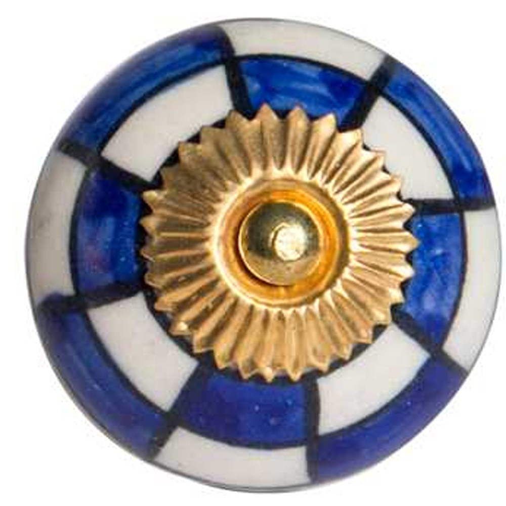 1.5" x 1.5" x 1.5" White Blue and Gold Knobs 12 Pack - Image 3