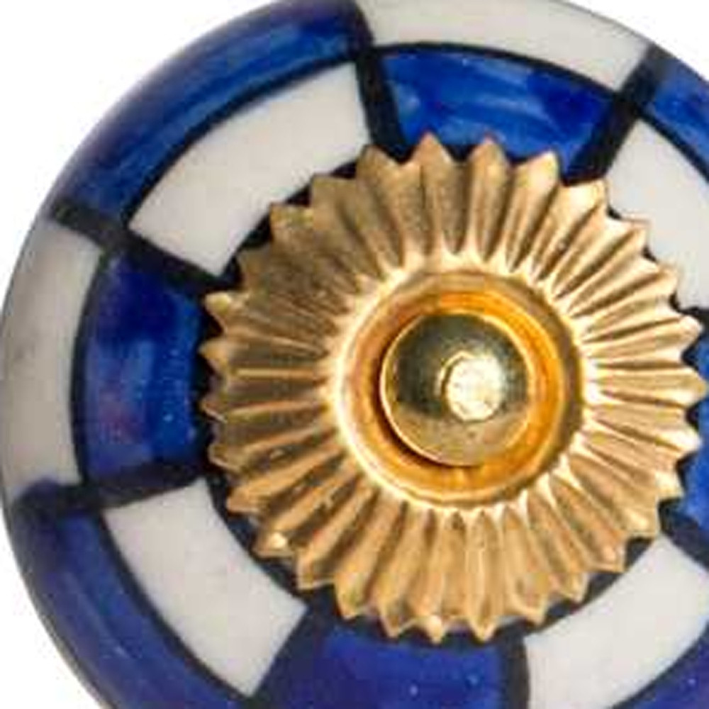 1.5" x 1.5" x 1.5" White Blue and Gold Knobs 12 Pack - Image 4