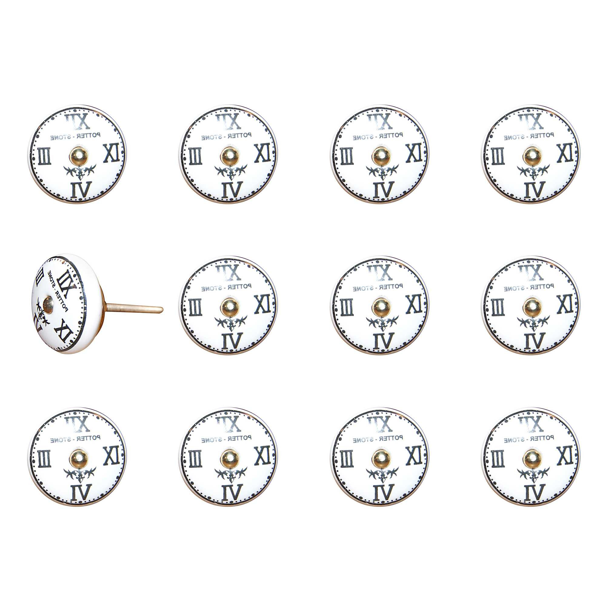 1.5" x 1.5" x 1.5" White Black and Gold Knobs 12 Pack - Image 3