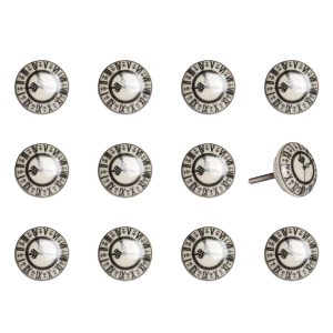 1.5" x 1.5" x 1.5" Cream Black and Gray  Knobs 12 Pack