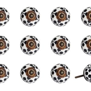 1.5" x 1.5" x 1.5" Black White and Cooper Knobs 12 Pack