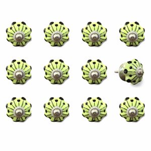 1.5" x 1.5" x 1.5" Yellow Green and Silver  Knobs 12 Pack