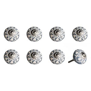 1.5" x 1.5" x 1.5" Hues Of Gray Cream And Silver  Knobs 8 Pack