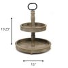 Two-Tier Decorative Wood Stand with Metal Handle - Image 4