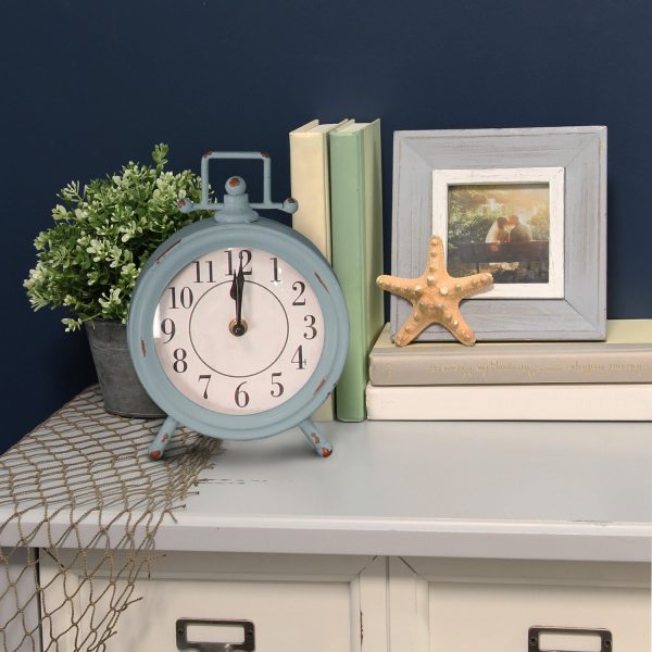 Vintage Blue Metal Table Clock - Image 3