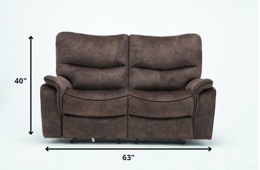 40" Elegant Dark Brown Fabric Loveseat - Image 2