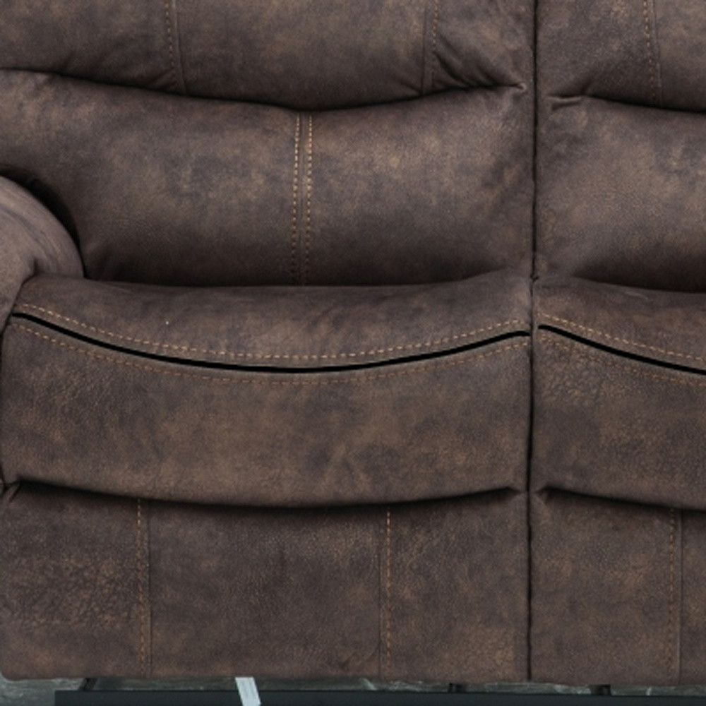 40" Elegant Dark Brown Fabric Loveseat - Image 5