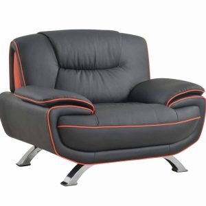 40" Black Sleek Leather Recliner Chair