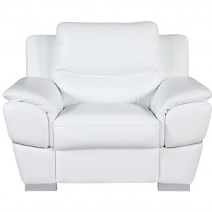 37" White Chic Leather Stationary Chair