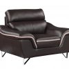 Leather Match Solid Color Pillow Top Arms Club Chair Silver Legs - Image 2